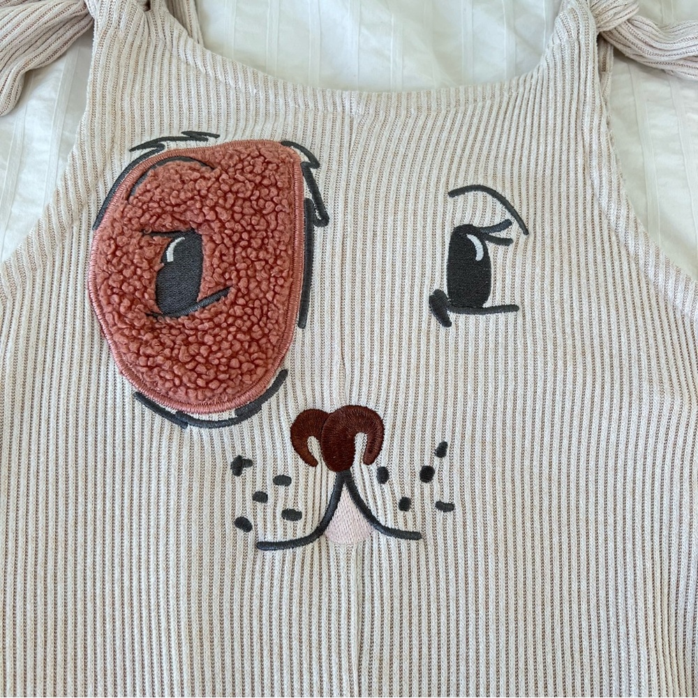 La Vie en Rose 3D Puppy Cream Ribbed Jumpsuit, S - Picture 6 of 9